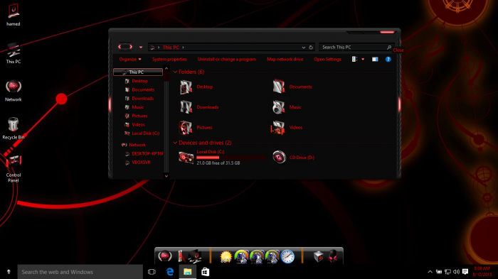 Alienred theme for Win10      Alienware