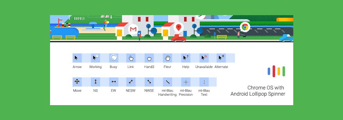 Chrome OS with Android Lollipop Spinner — курсоры для поклонников дизайна Google