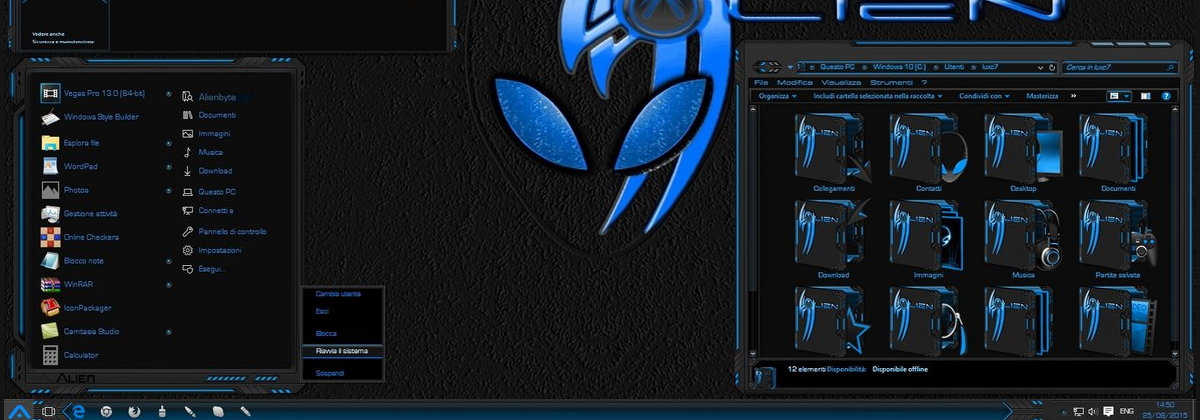 Theme W10 Alien Return Azure — ещё один набор в sci-fi стиле
