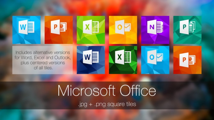 Microsoft Office — набор плиток для популярного пакета офисных приложений