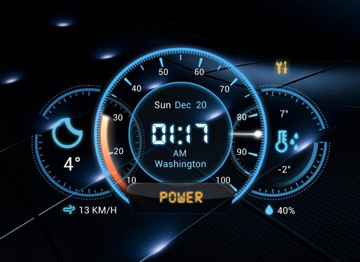 Futuristic Car Dashboard Widget — необычный виджет погоды для рабочего стола