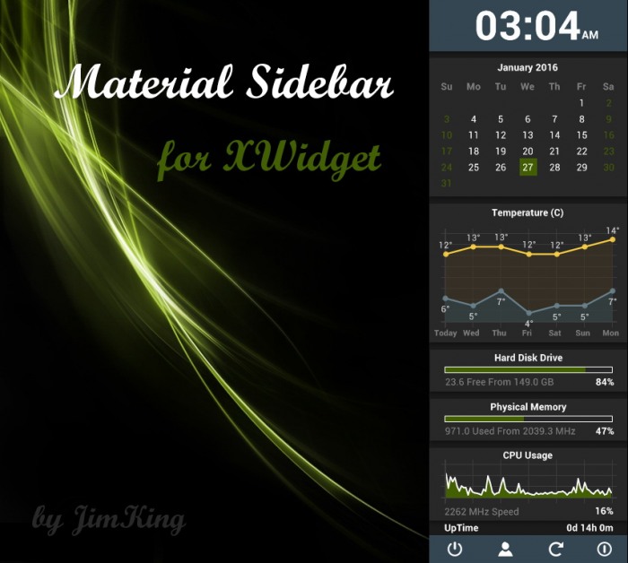 Material Sidebar — информативная боковая панель для XWidget