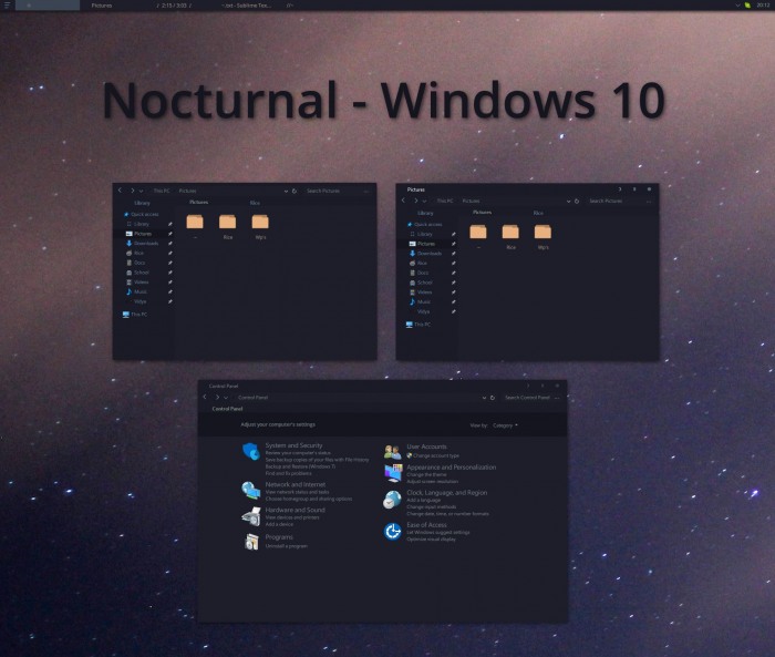 Nocturnal W10 — ещё одна стильная тёмная тема