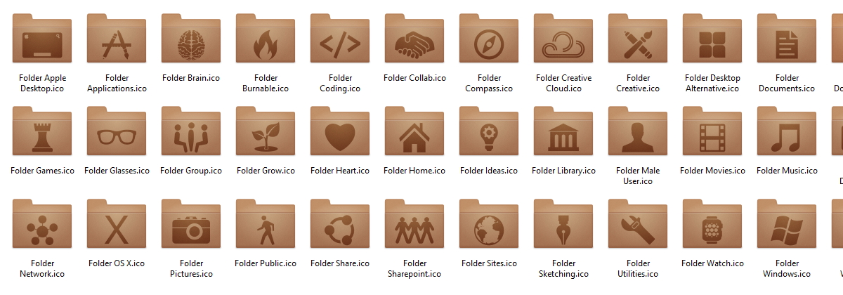 Subtle Brown Folders — стильные коричневые иконки для папок
