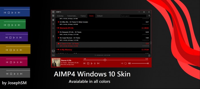 AIMP4 Windows 10 Skin — обложка в стиле универсальных приложений