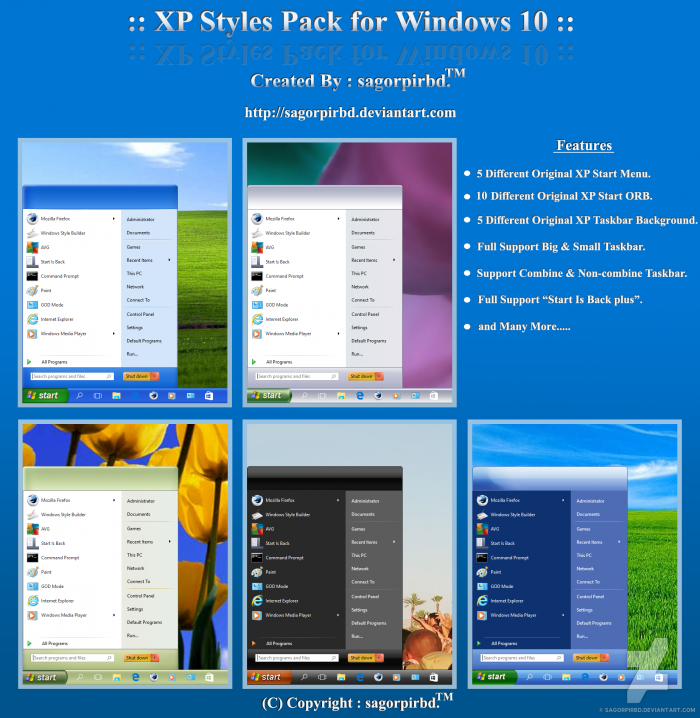 XP Styles Pack for Win10     StartIsBack++