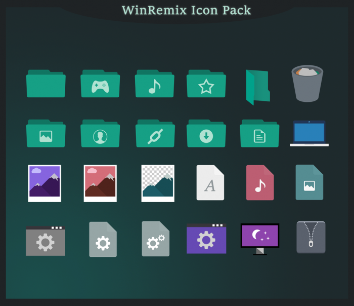 WinRemix Icon Pack — набор системных иконок в плоском стиле