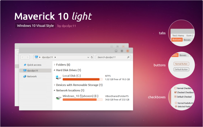 Maverick 10 Light — светлая тема по мотивам Ubuntu