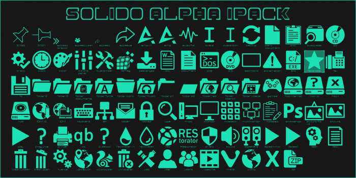 Soldio Alpha — плоские неоновые иконки