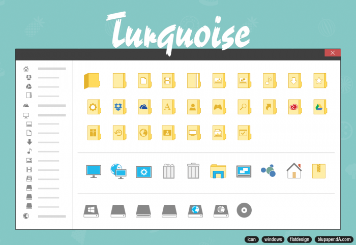 Turquoise — простые иконки в стиле ранней Windows 10
