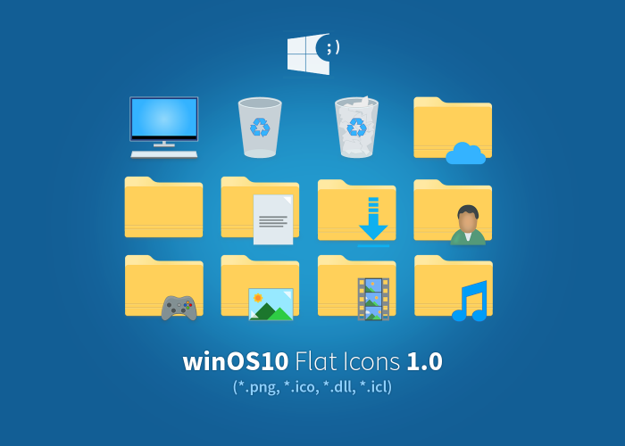 winOS10-Flat — небольшой набор плоских системных иконок