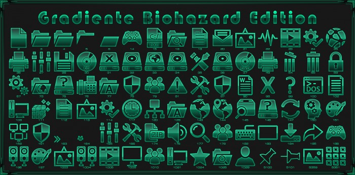 Gradiente Biohazard и RED Edition — системные иконки для тёмных техно-тем