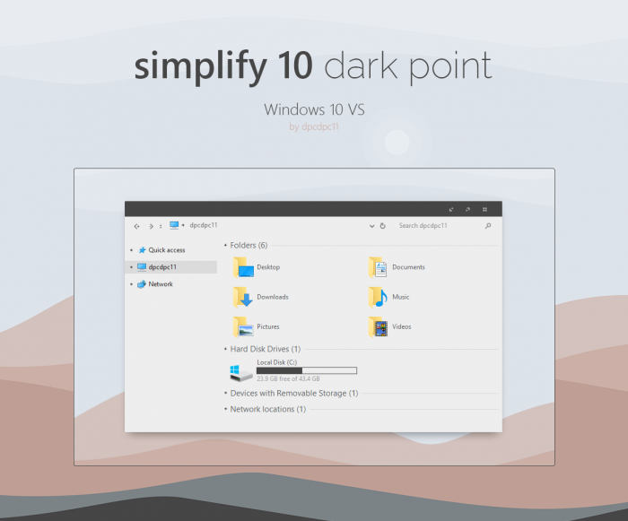 Simplify 10 Dark Point — простая светлая тема с тёмным заголовком
