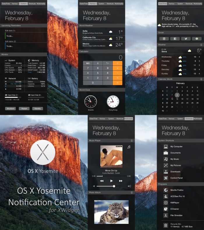 Yosemite Notification Center — центр уведомлений из OS X для XWidget