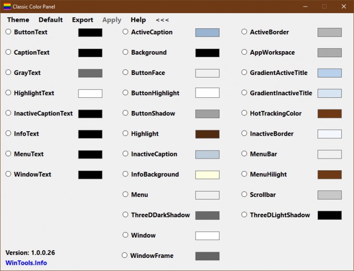 Classic Color Panel      Windows 10
