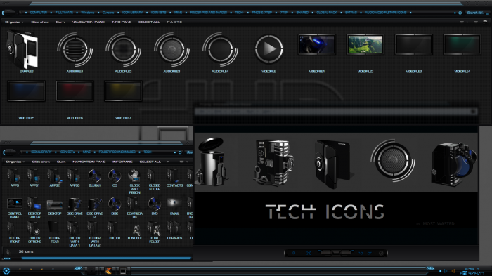 Tech Icon iPack — системные иконки в техно-стиле