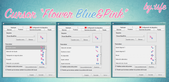 Cursor Flower Blue y Pink    