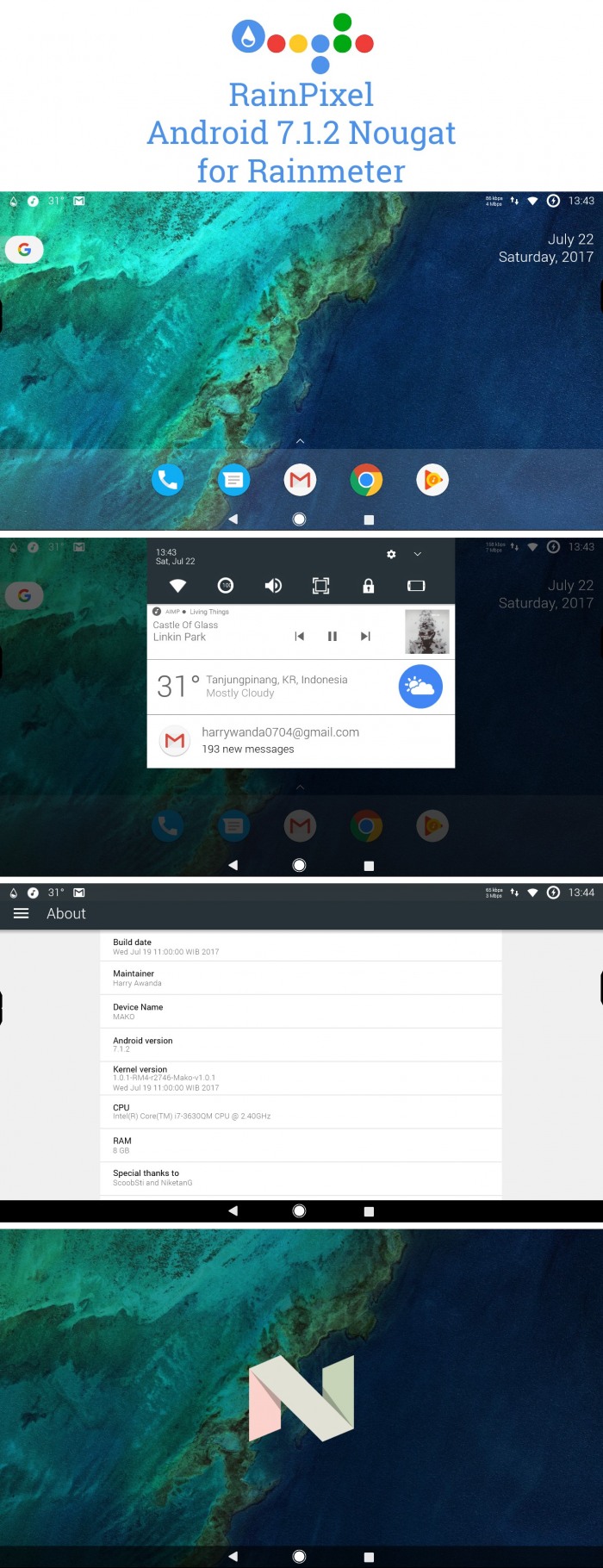 RainPixel — интерфейс Android Nougat для рабочего стола Windows 10