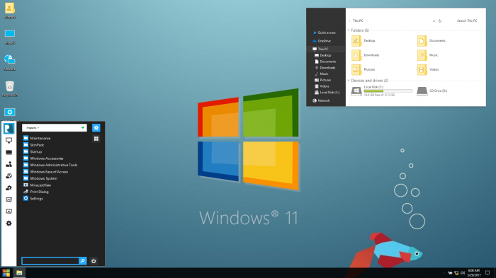 Windows 11 VS — минималистичная тема с тёмной областью навигации