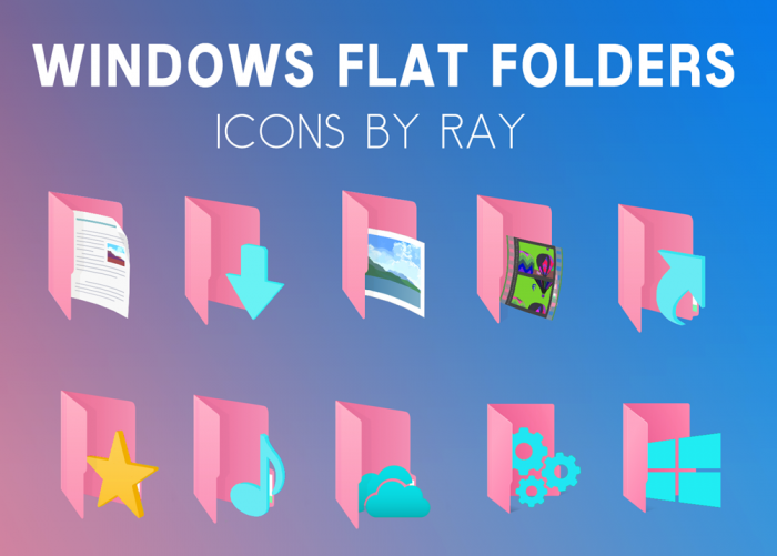 Pink Flat Folders — иконки папок в розовых тонах