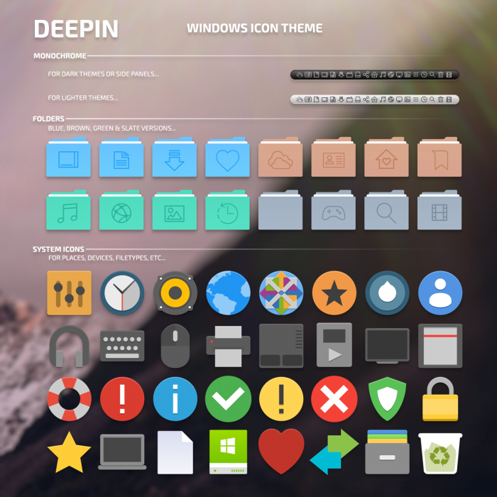 Deepin — плоские системные иконки