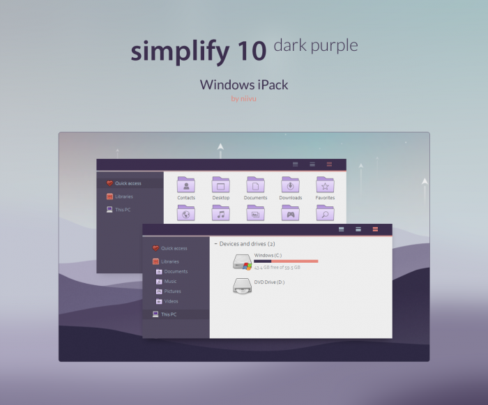 Simplify Dark Purple iPack — пурпурные иконки в духе старой школы