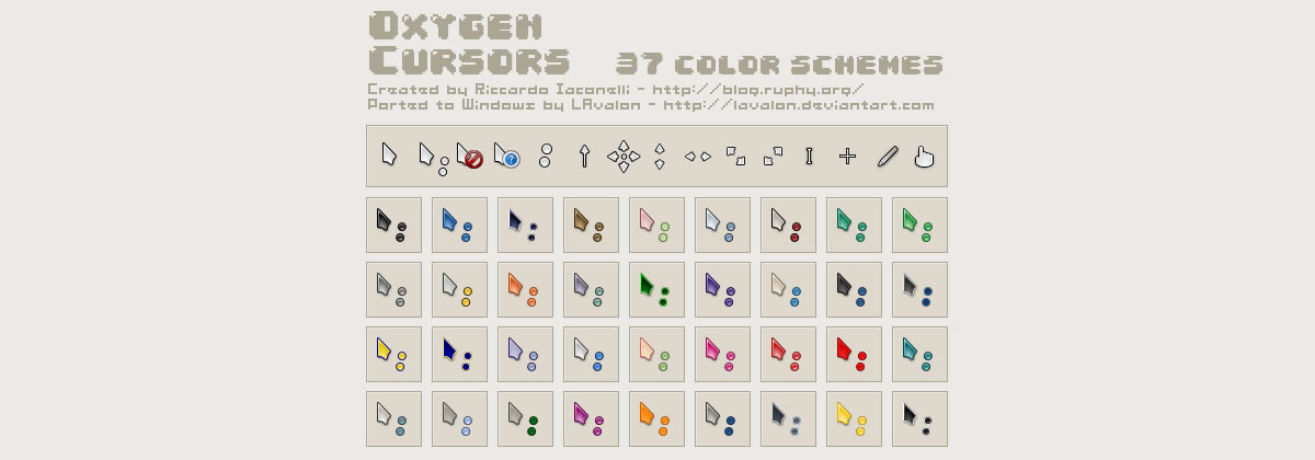 Oxygen Cursors — большой набор цветных курсоров