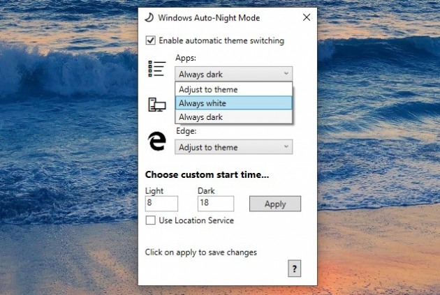 Windows 10 Auto-Night Mode — автоматически переключаемся между светлой и тёмной темой