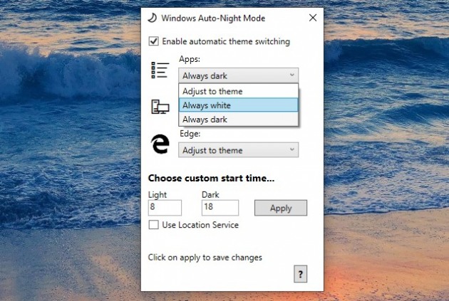 Windows 10 Auto-Night Mode        