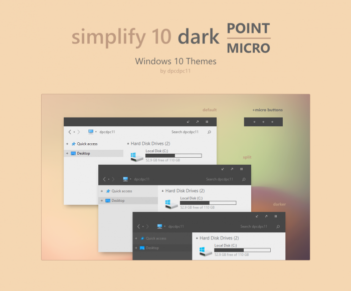 Simplify 10 Dark Point Micro — контрастная тема с микро-кнопками