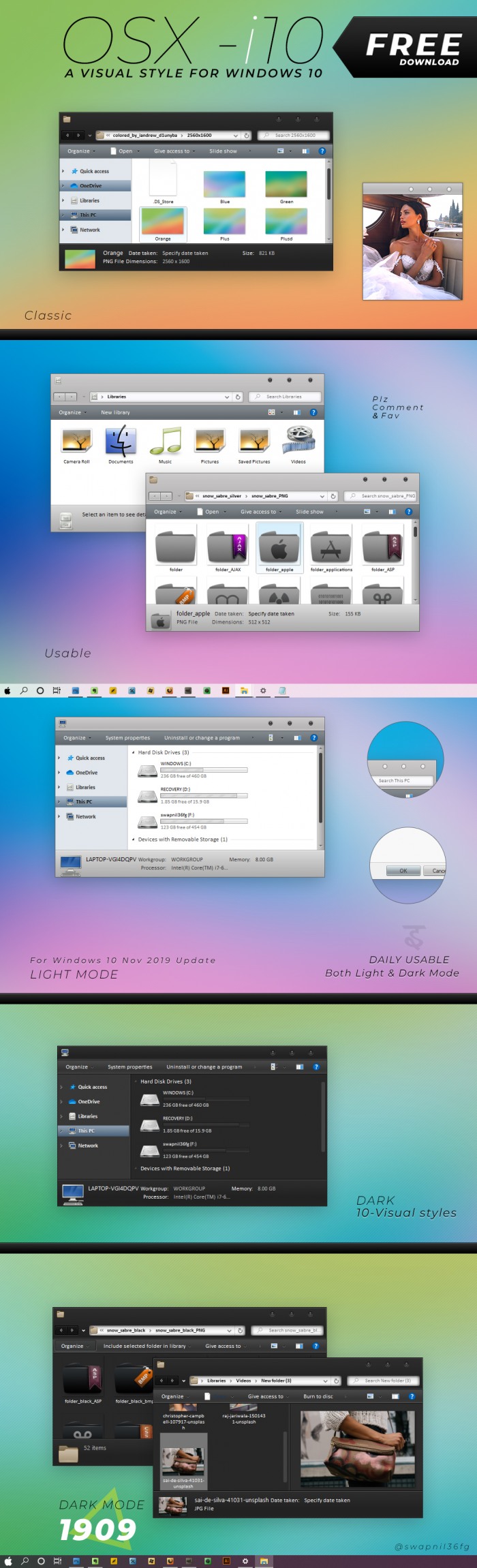 OSX-i10 — светлая и тёмная темы в стиле macOS